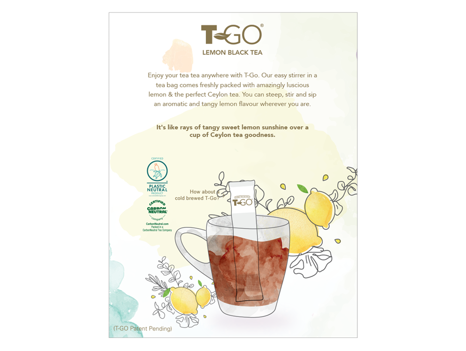 Lemon Black Tea (15 Patented Easy Stir Tea Bags Tea Bags)