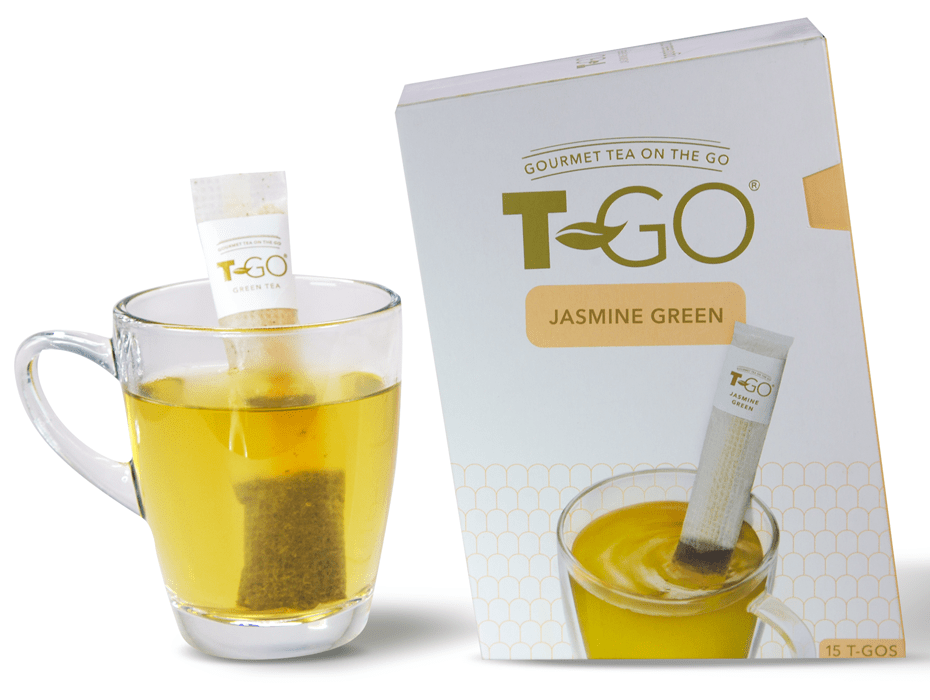 Jasmin Green Teabag in a cup with T-GO Jasmin Green